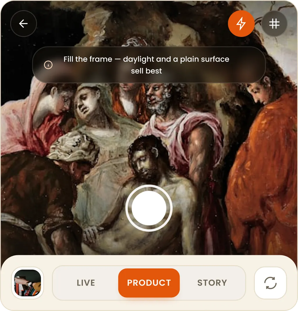 Pastel camera capturing a product photo